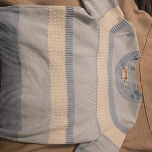 Elegant Blue and White Striped Women's Blouse